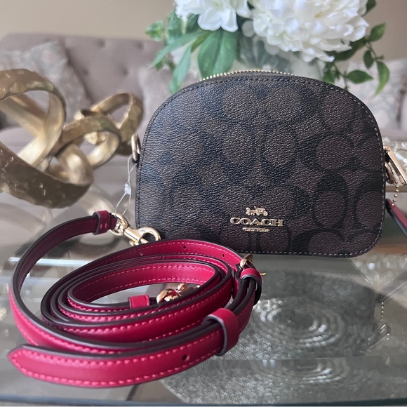 Coach Mini Serena Crossbody In Signature Canvas Bag Red - Picture 13 of 15